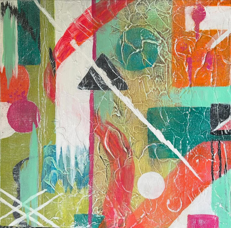 Retrospection (14x14, acrylic mixed media on canvas)
